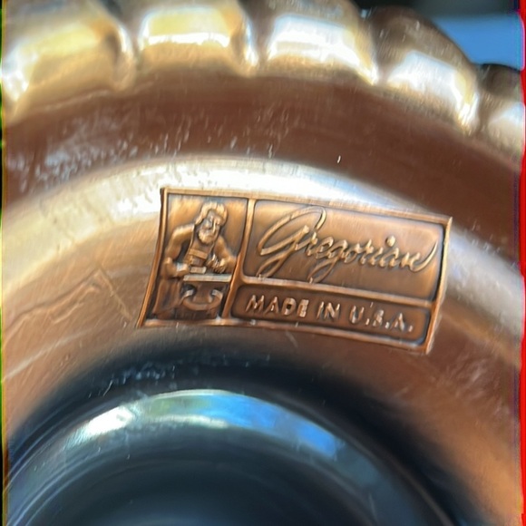 Vintage Gregorian Copper Pedestal Lotus Footed Bowl Hand Hammered Faux Vegetable - Picture 5 of 6